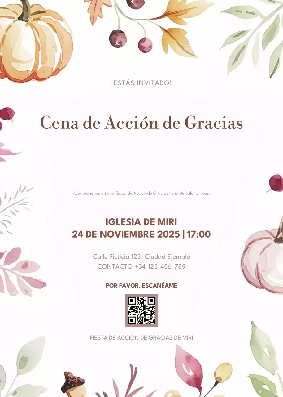 beige elegante invitación de acción de gracias