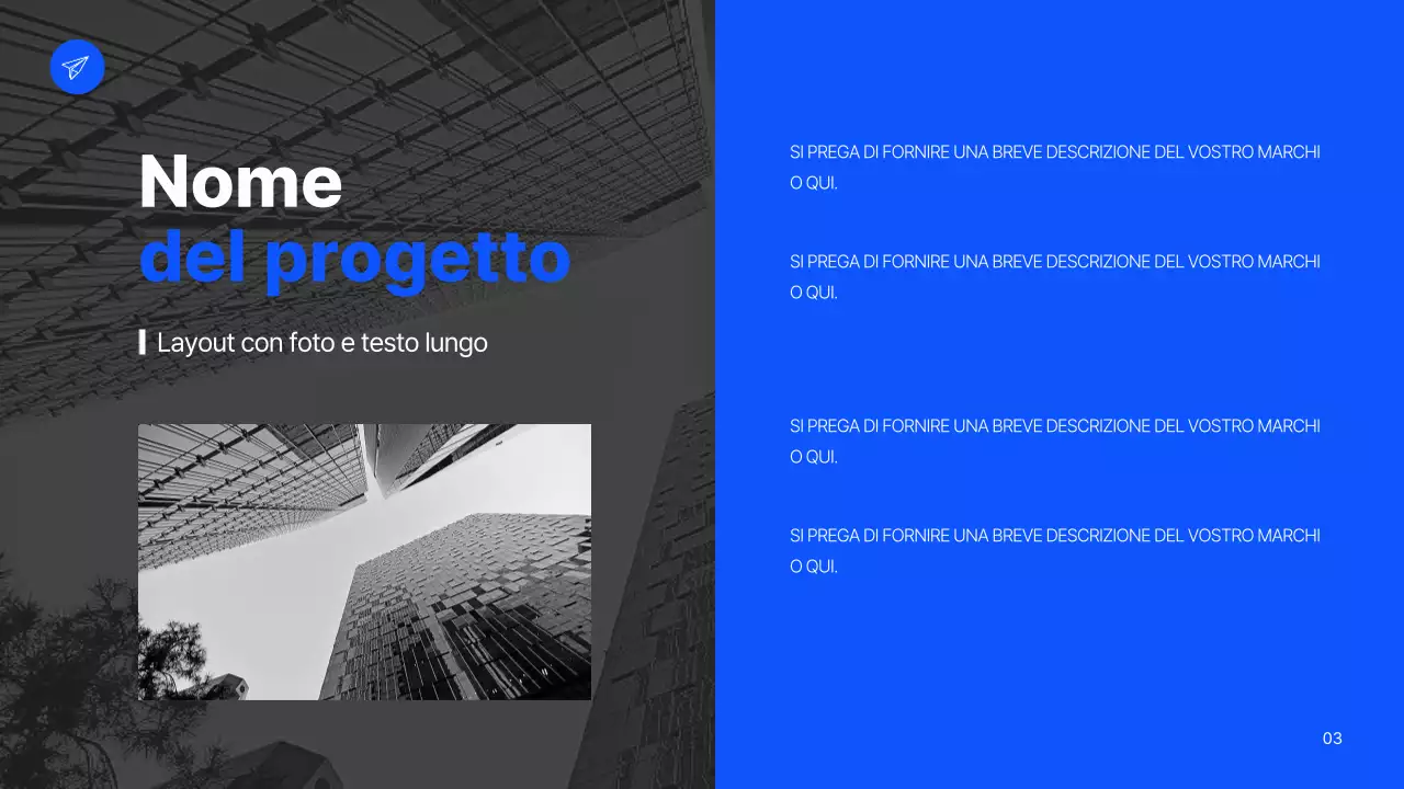 Un semplice business plan in bianco e blu