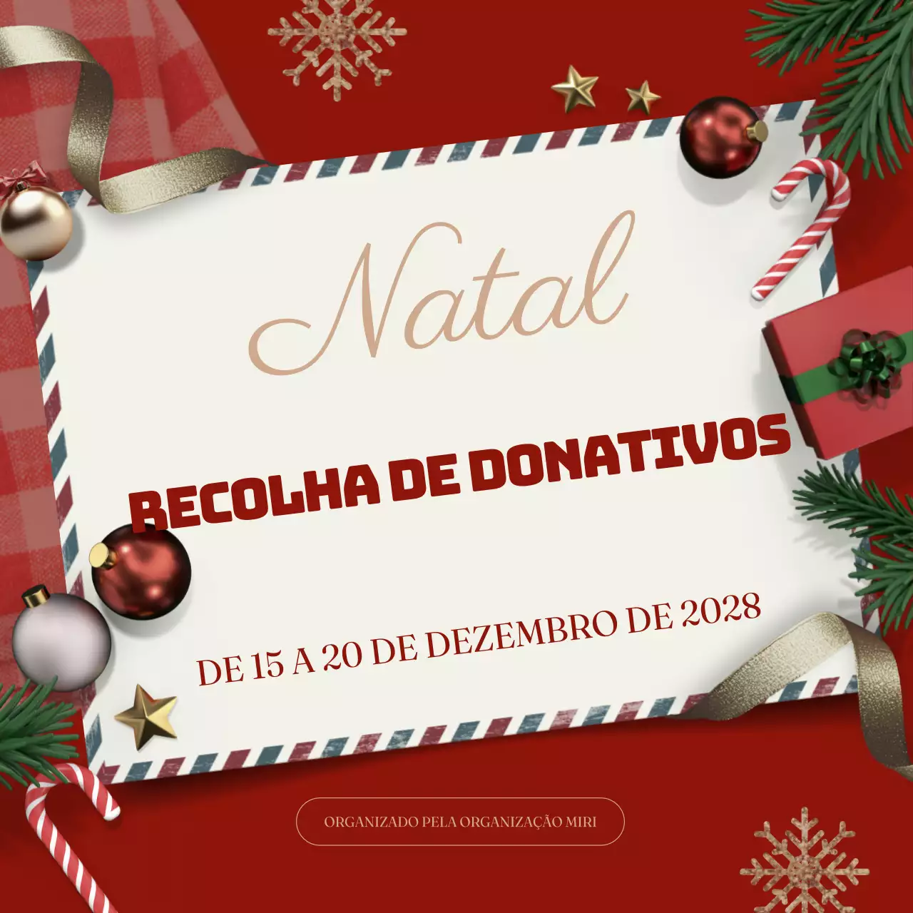 anúncio vermelho tradicional de beneficência
