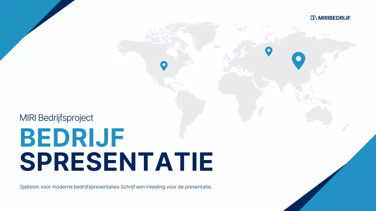 Een eenvoudig globaal bedrijfsplan in wit en blauw