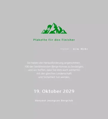 Grüne einfache Bergsteigerplakette