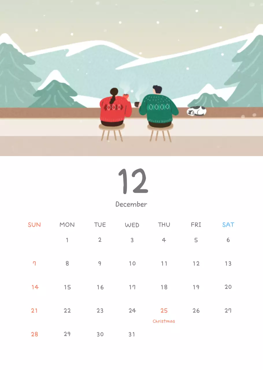 Kalender lucu dengan ilustrasi yang menggemaskan