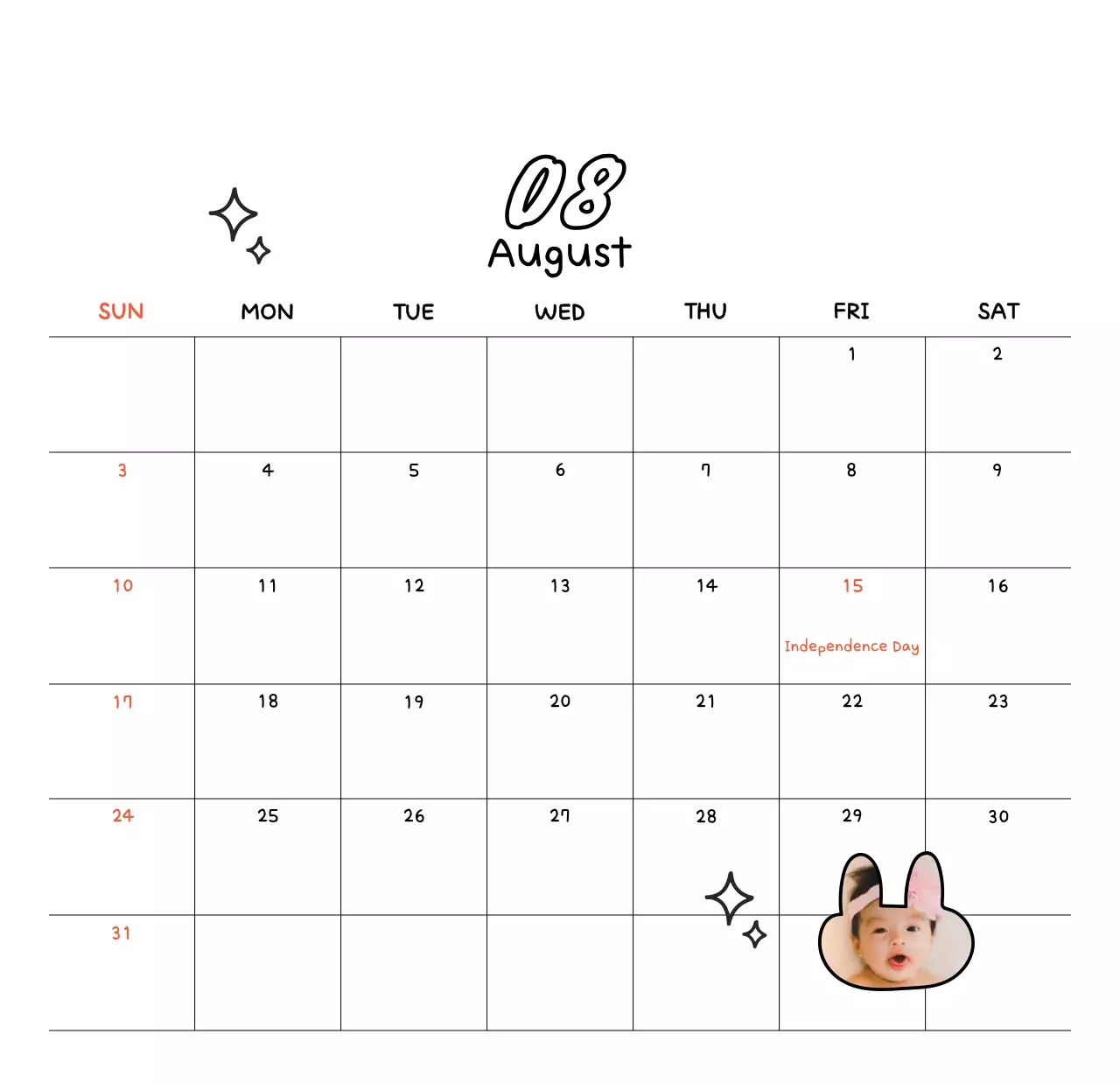 Kalender Tahun Baru berwarna putih yang nyaman