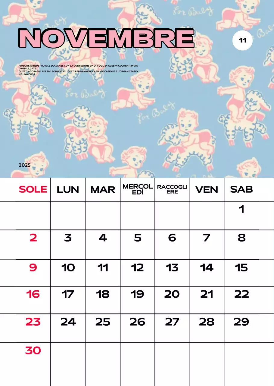 Calendari colorati con una varietà di illustrazioni retrò