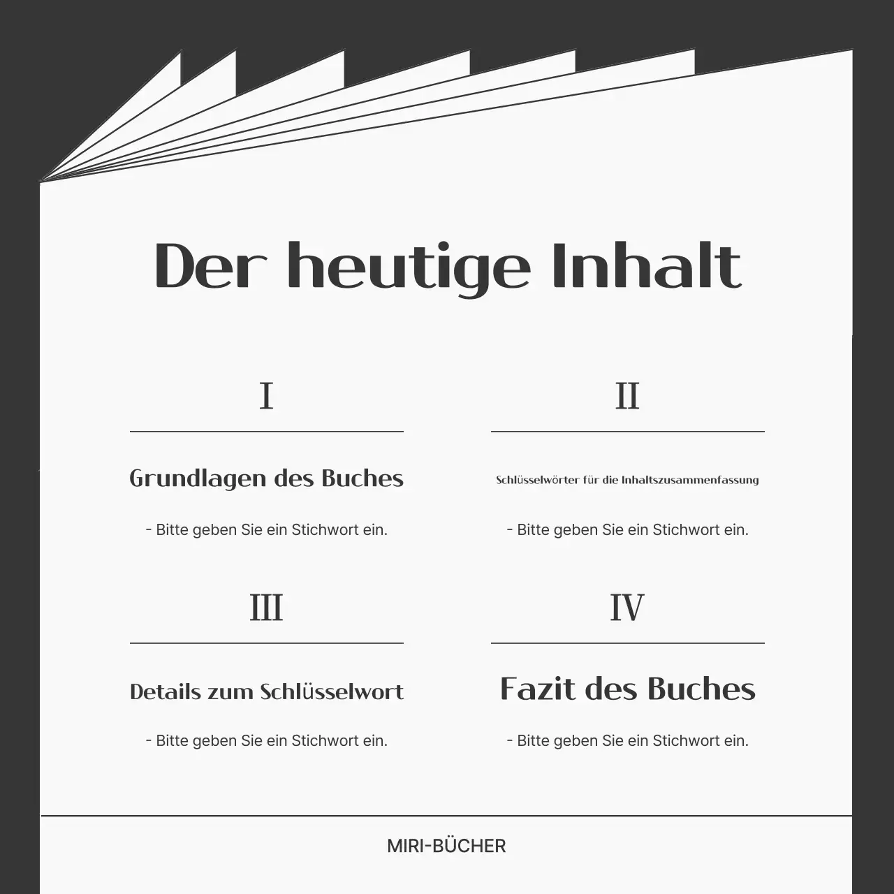 Eine einfache Buchzusammenfassung in schwarz-weiß