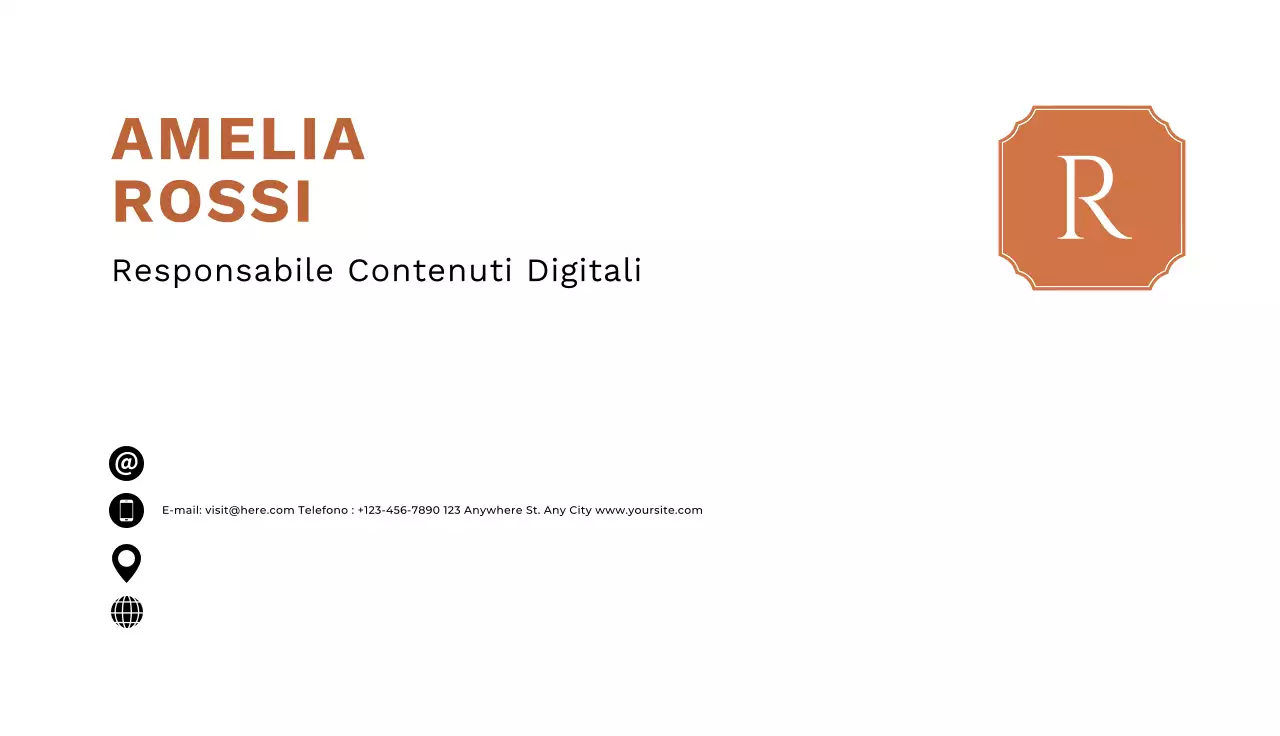 biglietto da visita minimalista arancione