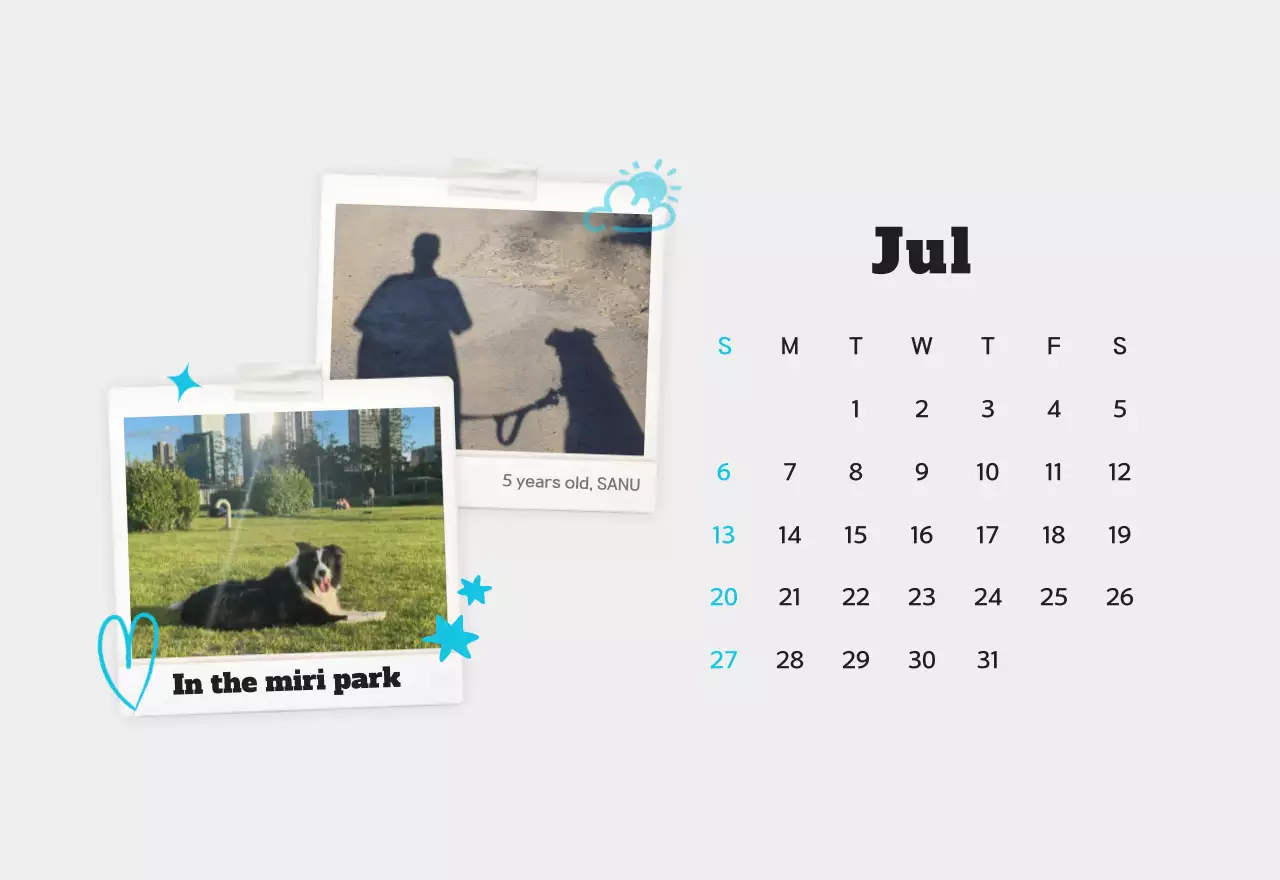 Kalender foto hewan peliharaan putih bersih