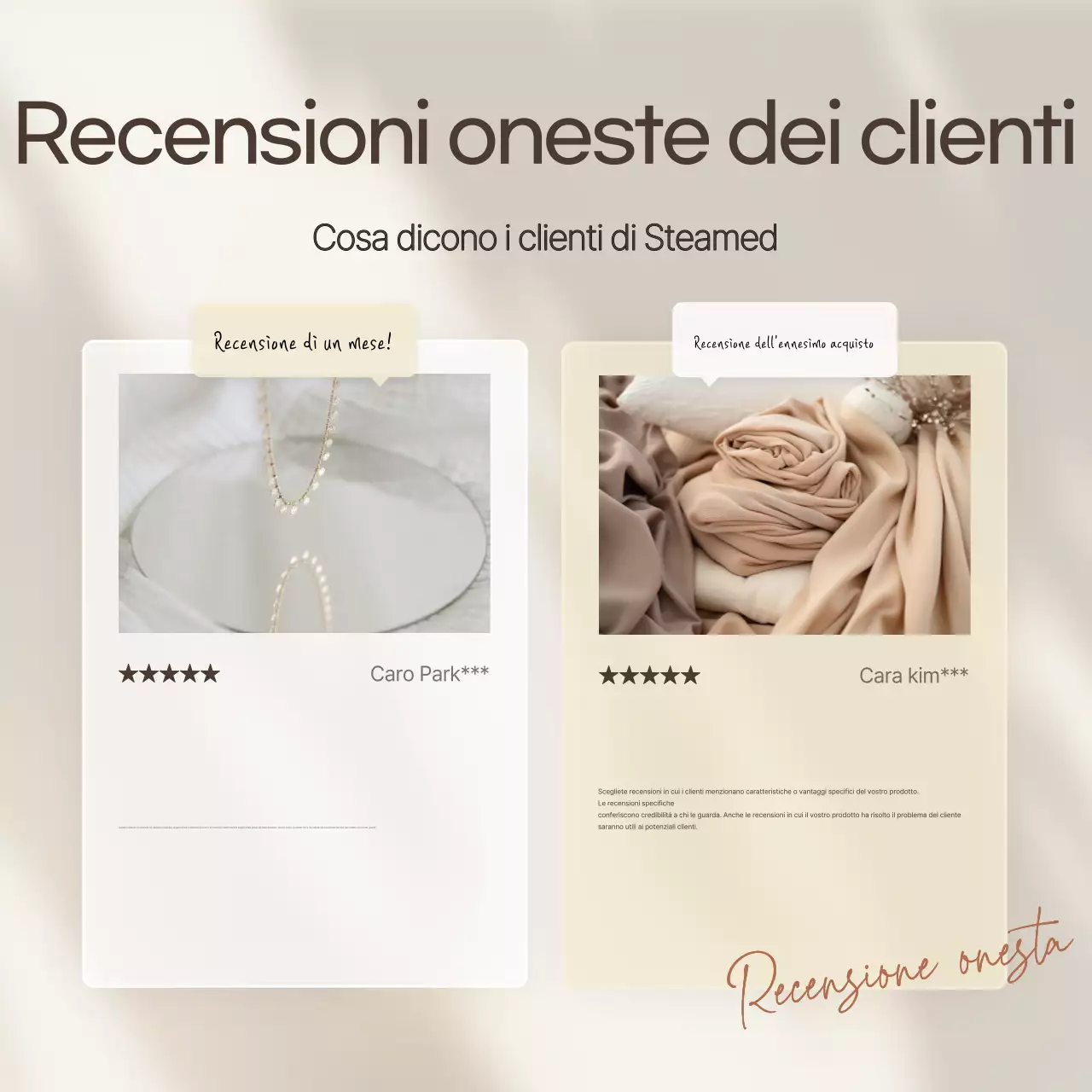 Modello di recensione minimalista con marchio in beige