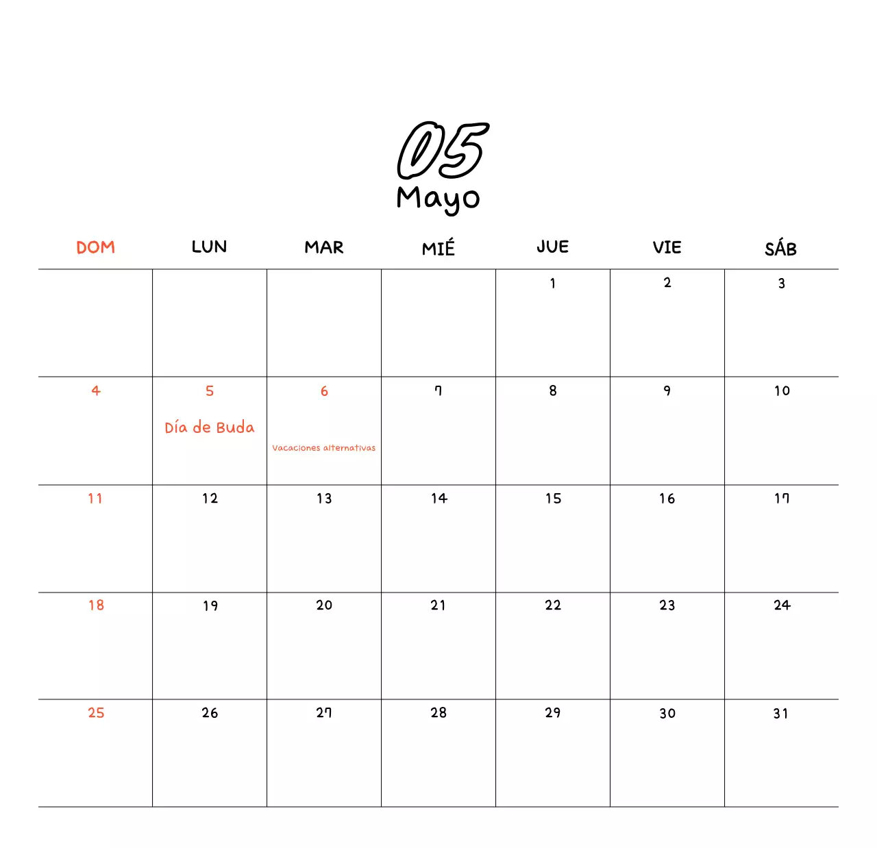 Calendario de Año Nuevo acogedor y blanco