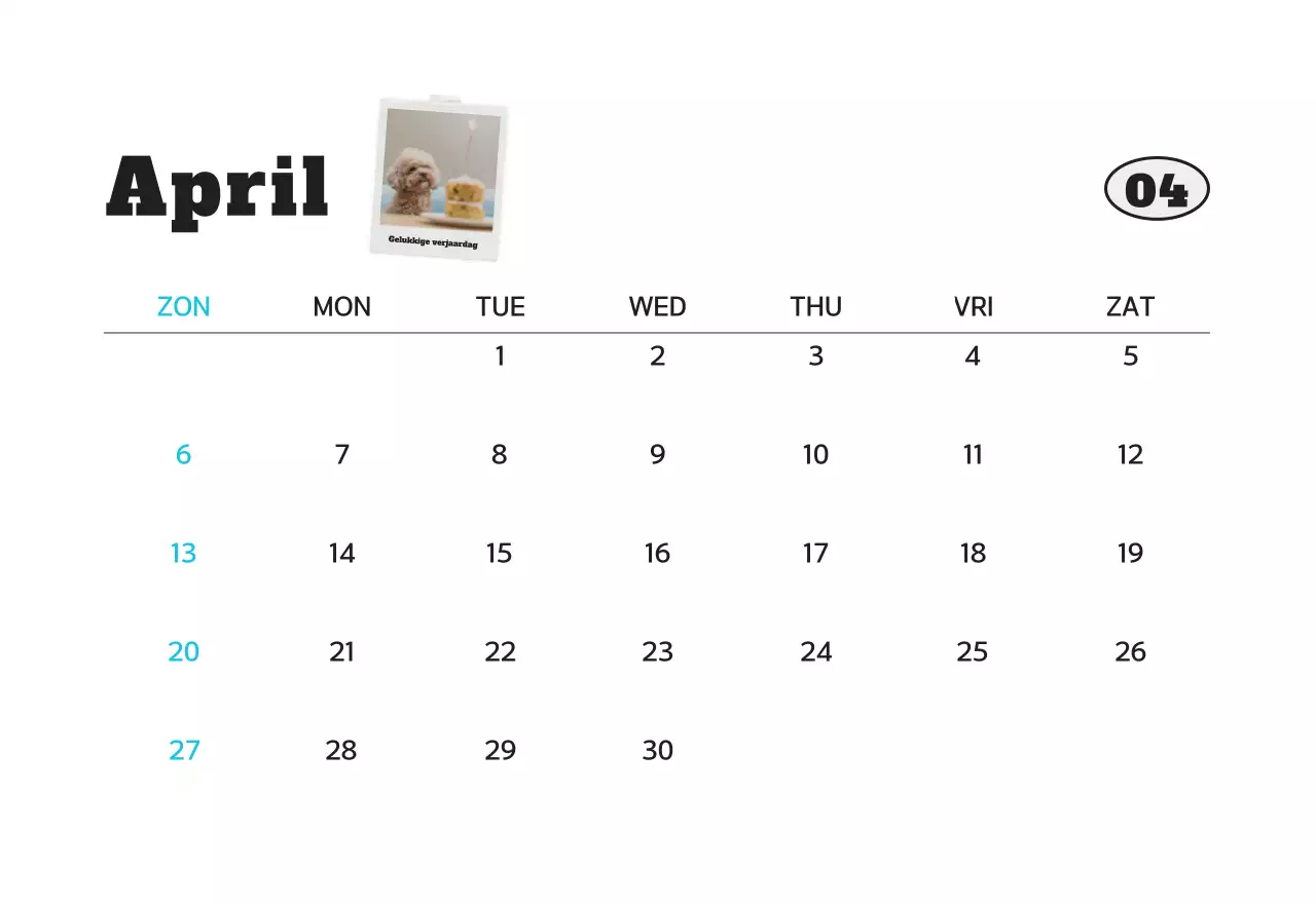 Witte schone fotokalender voor huisdieren