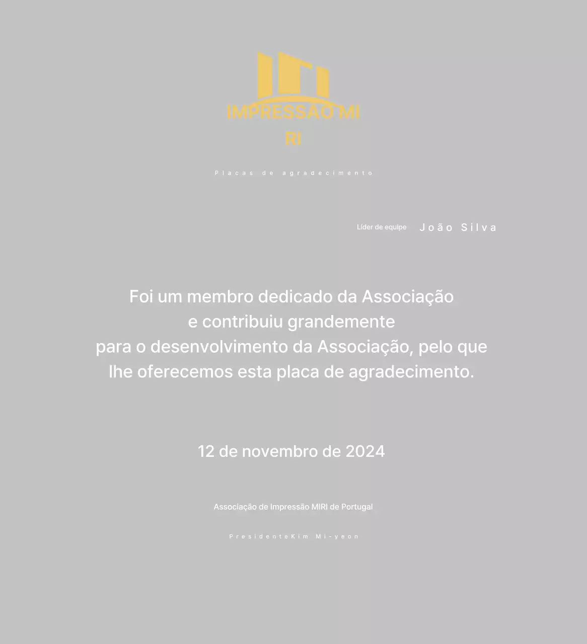 Placa de apreciação Gold Neat