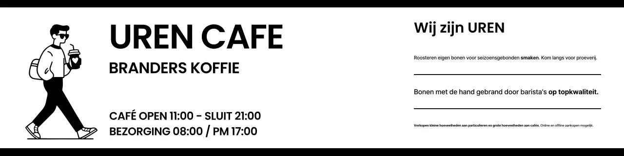 Gids voor het eenvoudige café met het personage Koffieman