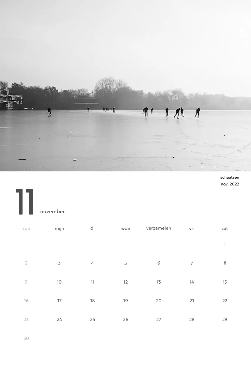Een fotokalender met een strakke, stedelijke uitstraling
