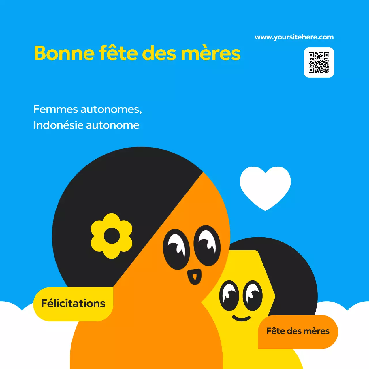 carte de voeux pour la fête des mères en Indonésie moderne et bleue