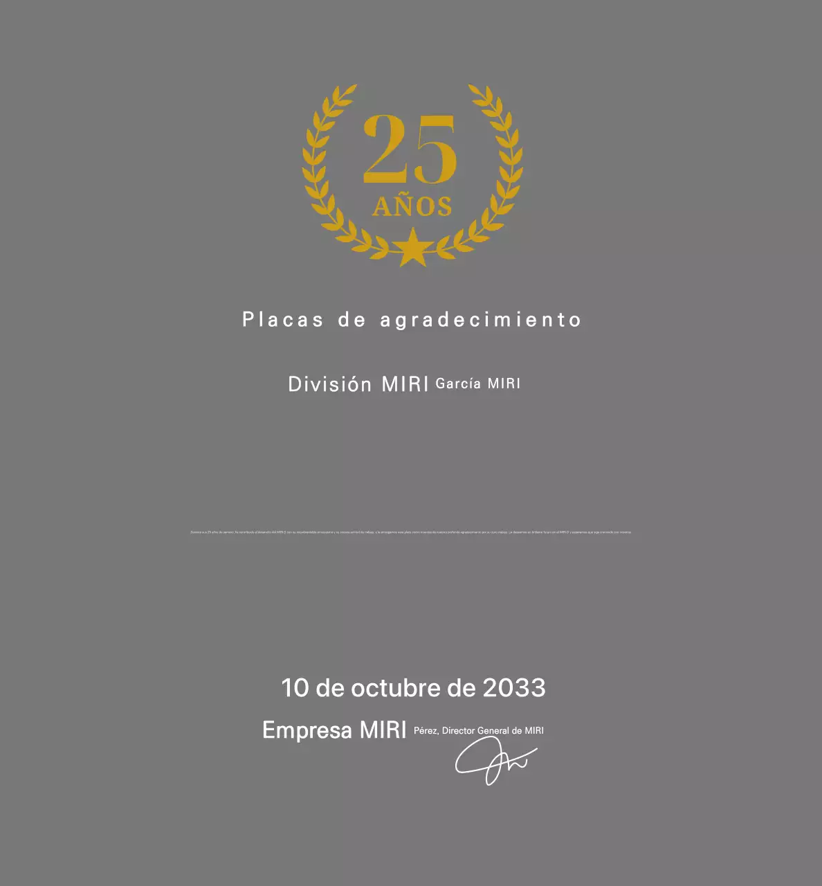 Placa de agradecimiento Grey Classic