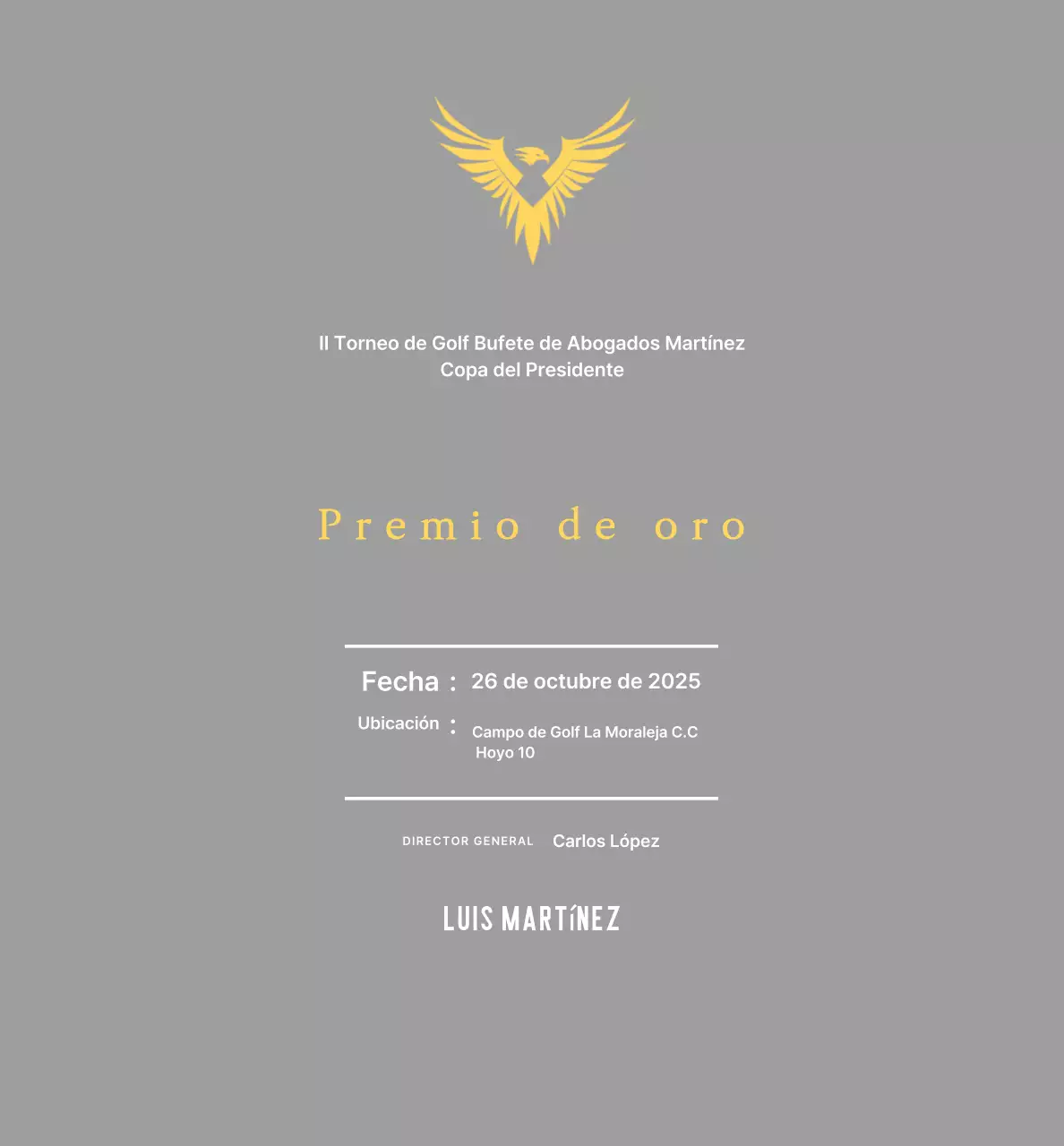 Bonita placa de torneo de golf con un águila