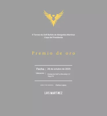 Bonita placa de torneo de golf con un águila