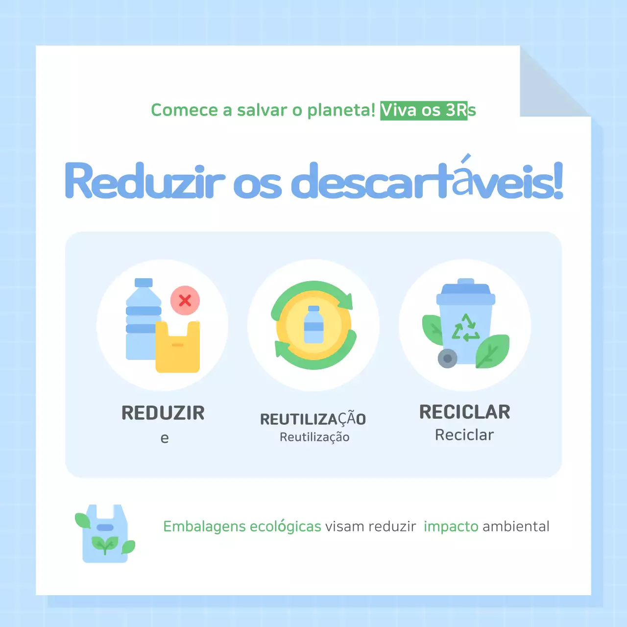Campanha simples de proteção ambiental em azul claro