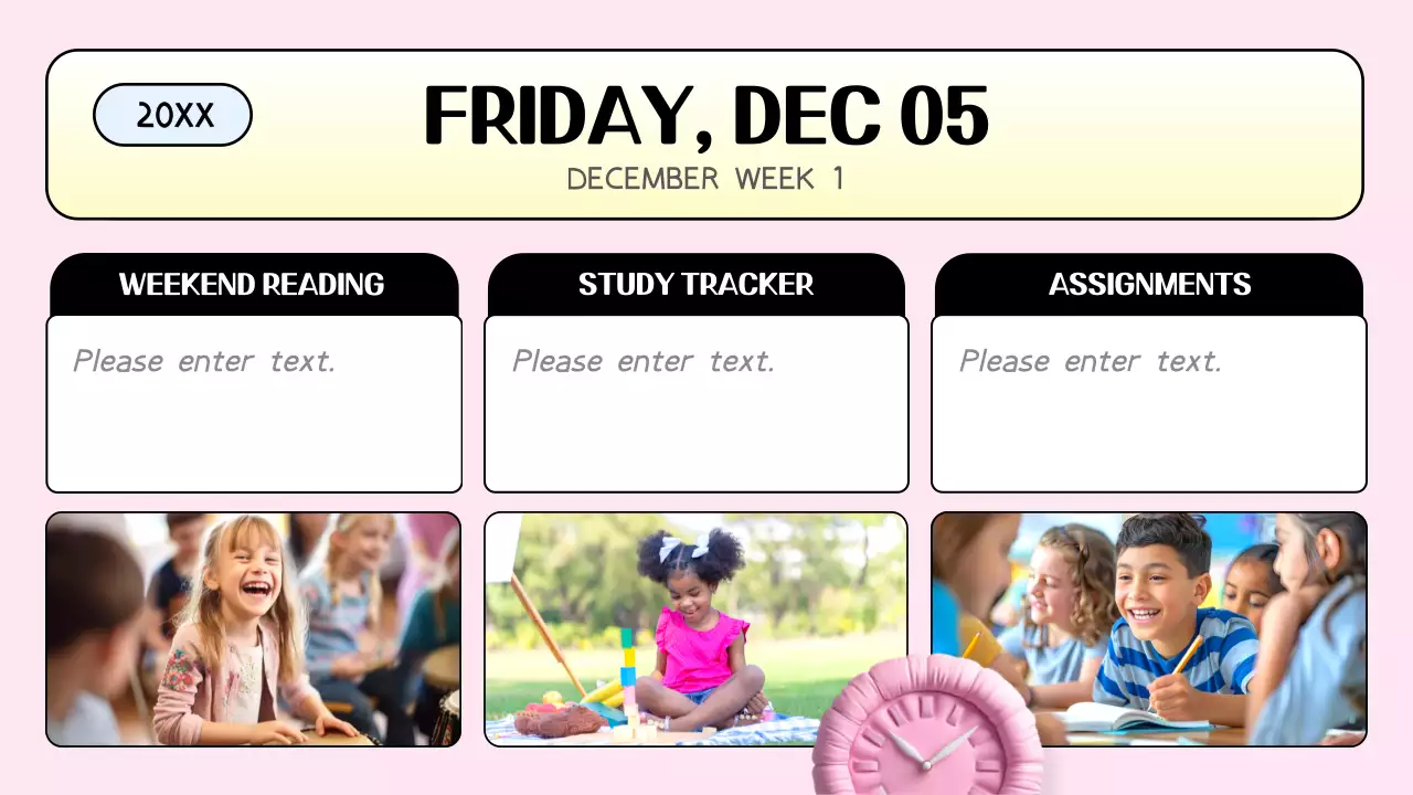 Pink Playful Class Agenda Planner Presentation