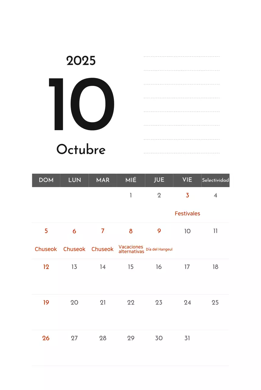Calendario de empresa Grey Simple