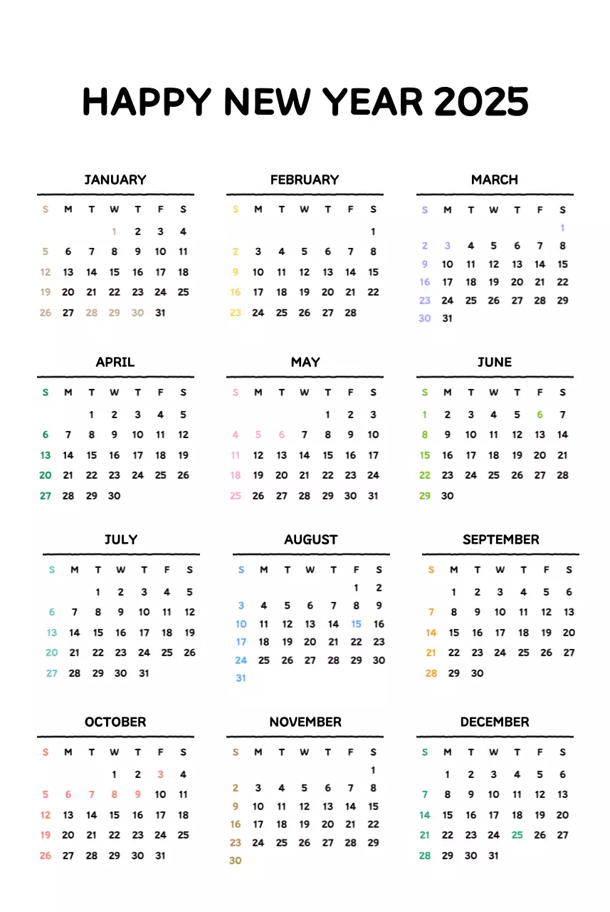 아기자기한 선 스타일의 일러스트 달력 캘린더