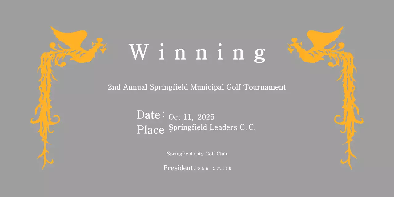 Classic golf tournament trophy with colorful phoenix decoration