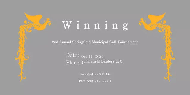 Classic golf tournament trophy with colorful phoenix decoration