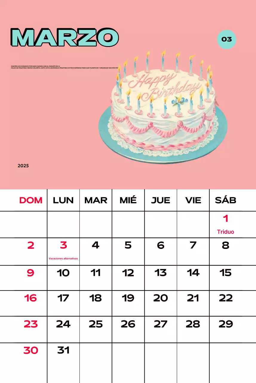 Coloridos calendarios con diversas ilustraciones retro