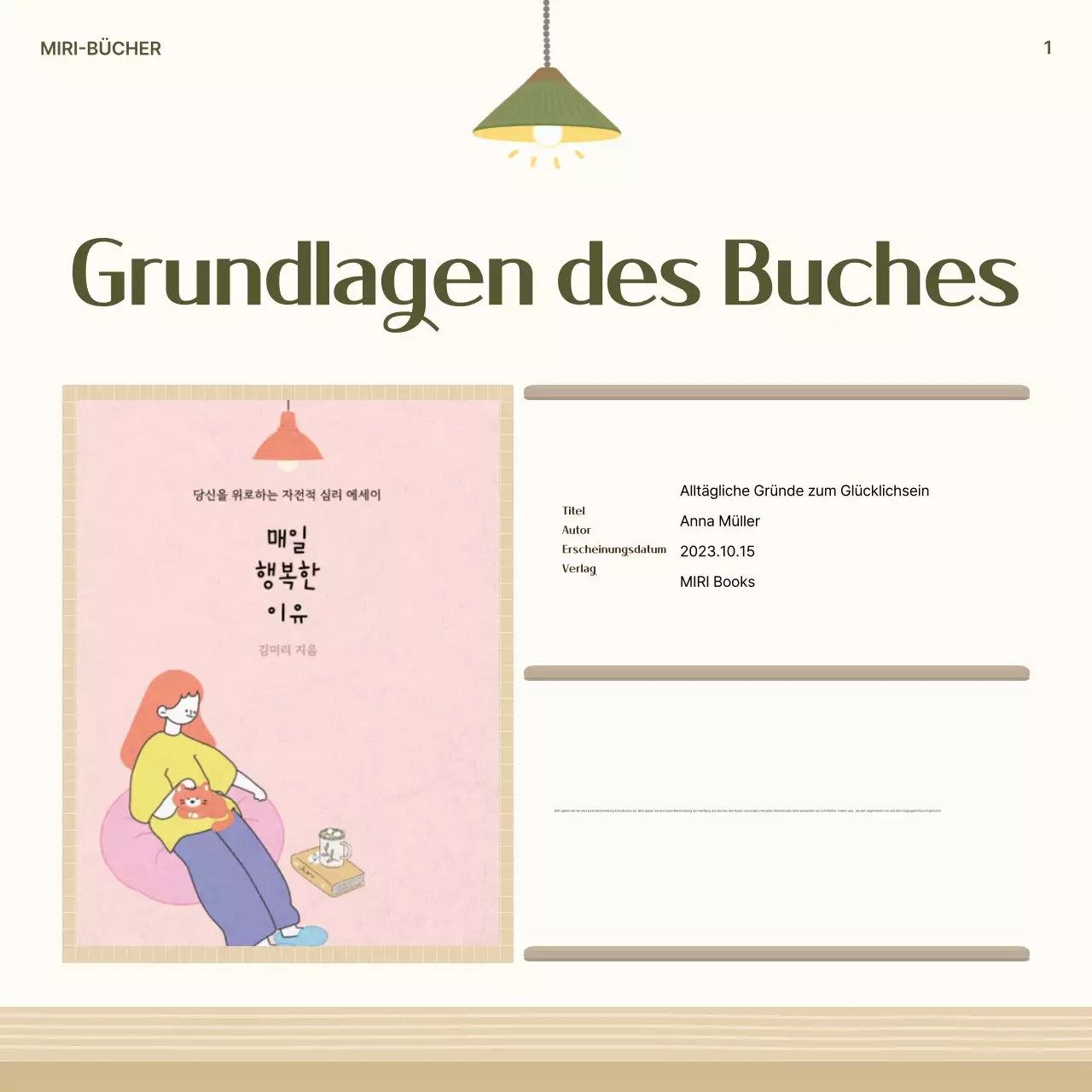 Eine saubere Buchzusammenfassung in khaki und beige