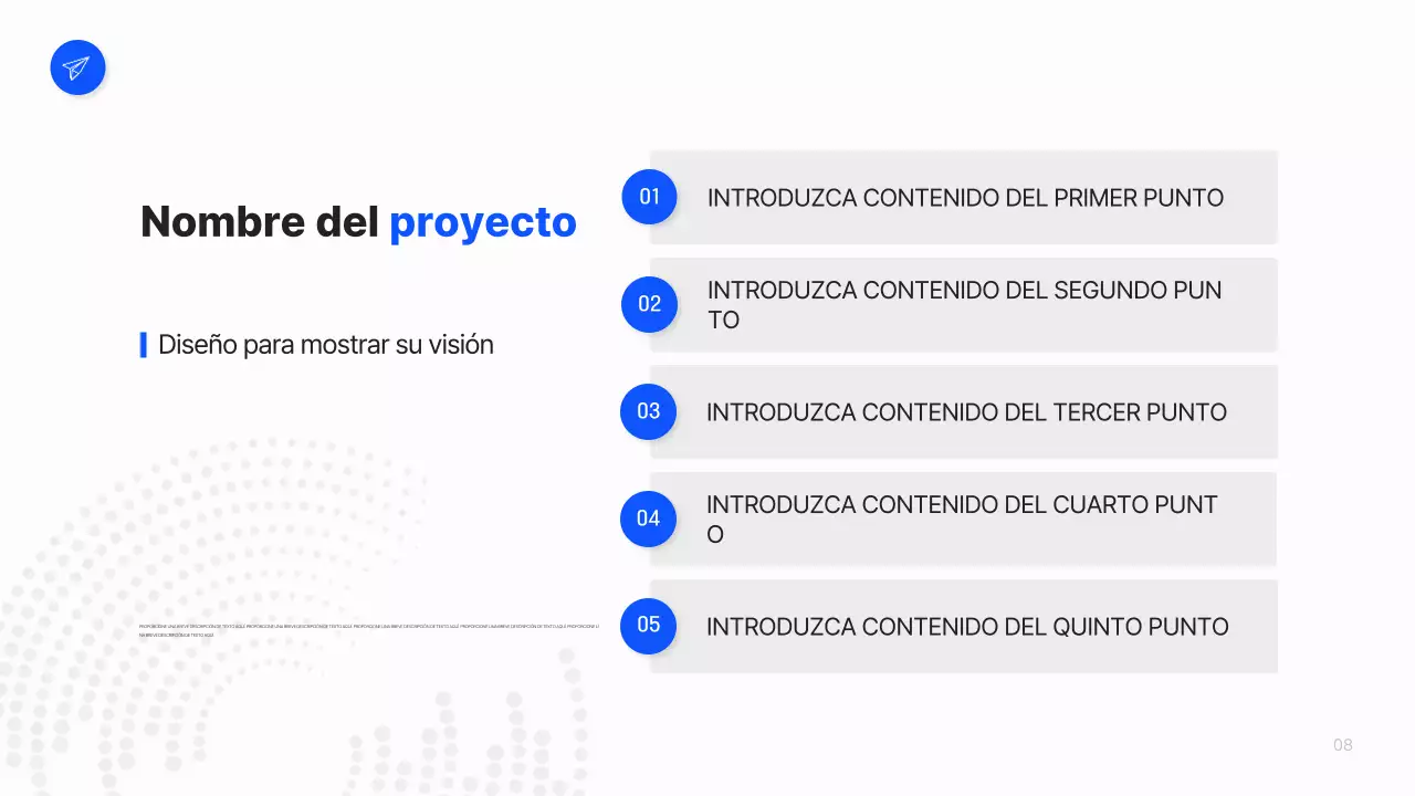 Un sencillo plan de empresa en blanco y azul