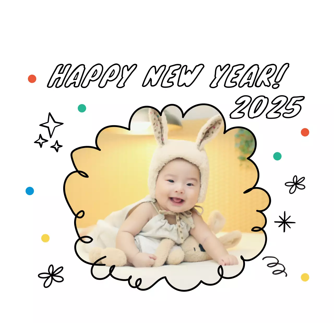 白のかわいい新年カレンダー