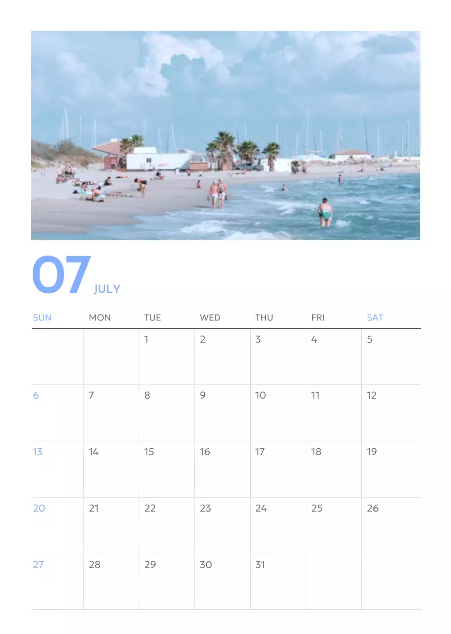 푸른색이 돋보이는 사진 골트래커 달력