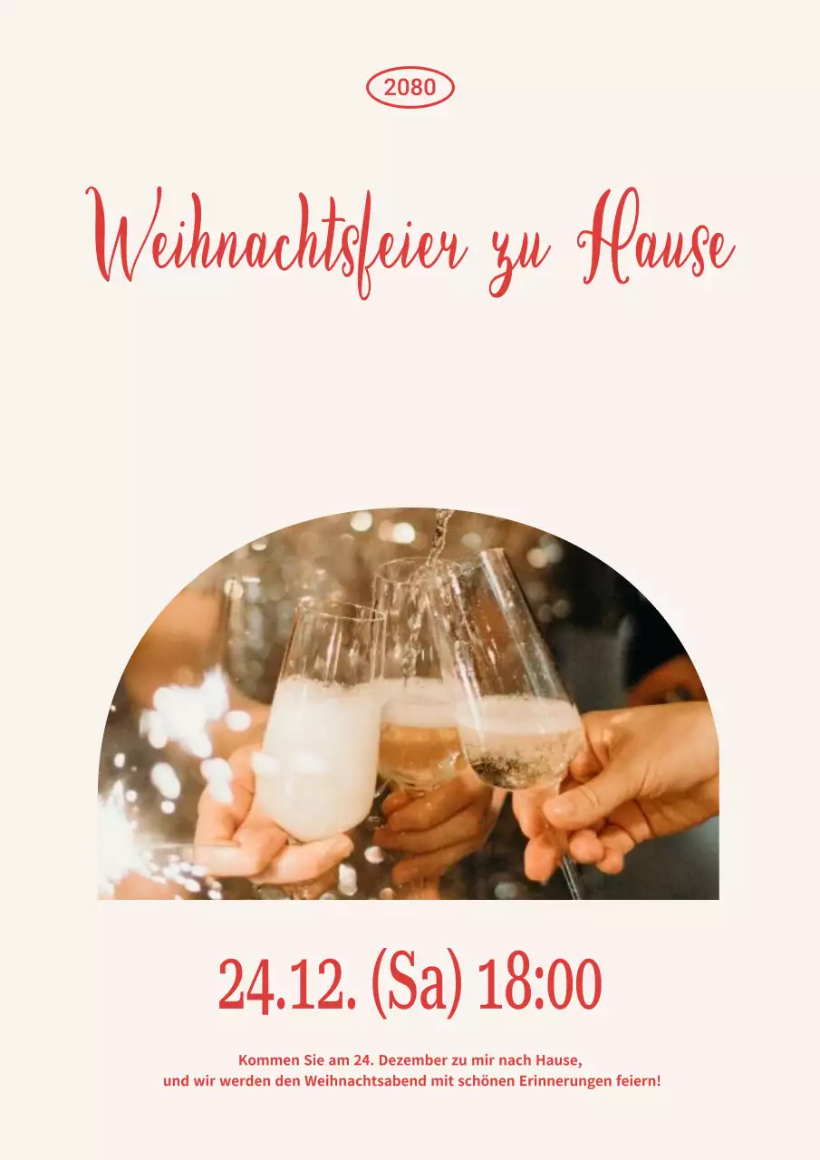 Beige Vintage Weihnachtseinladung