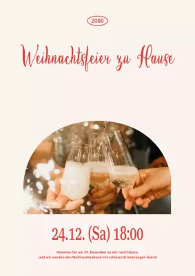 Beige Vintage Weihnachtseinladung