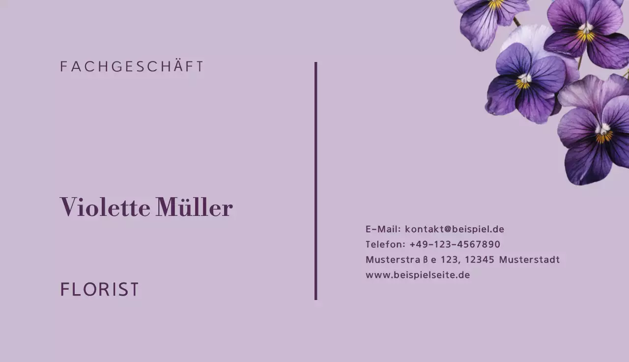 lila elegante florale Visitenkarte