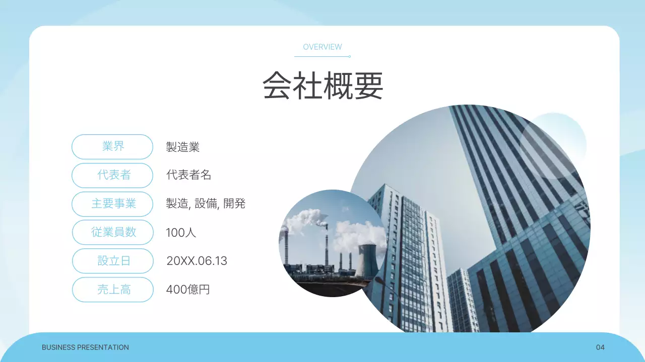 青 シンプル ビジネス プレゼンテーション