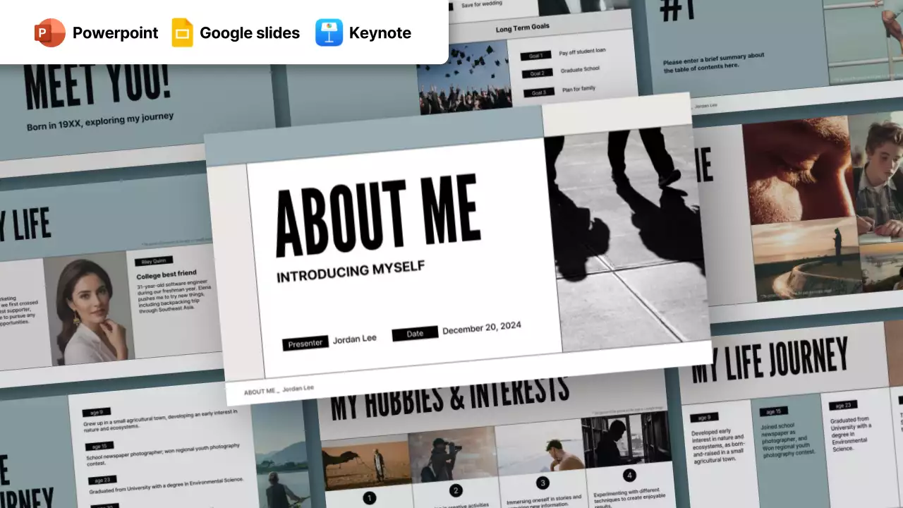 Grey Minimal Personal Introduction Presentation