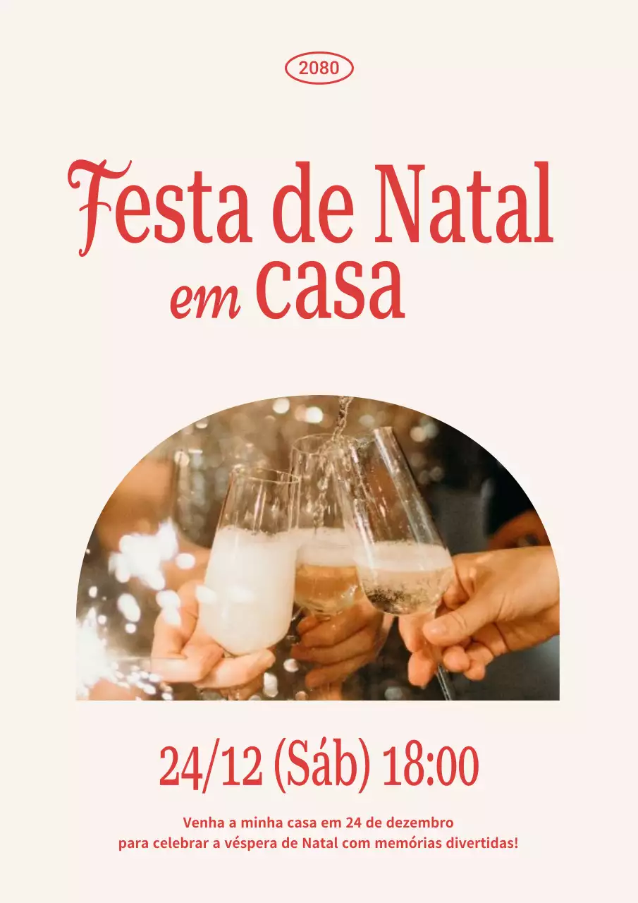 Convite de Natal Bege Vintage