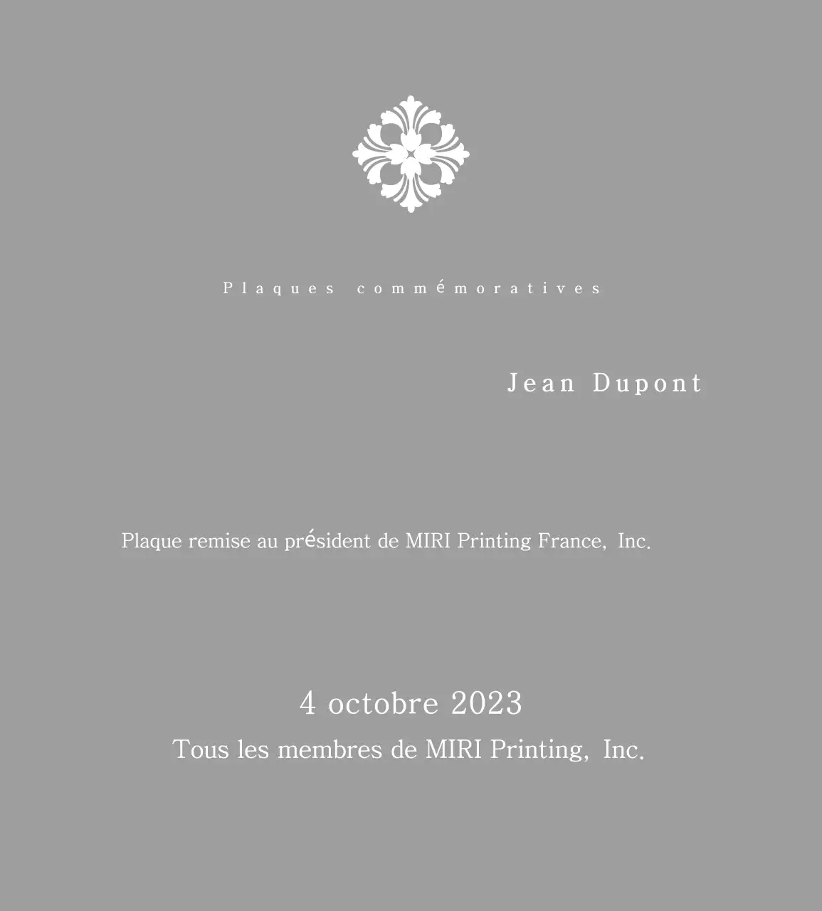 Plaque classique commandée avec motif