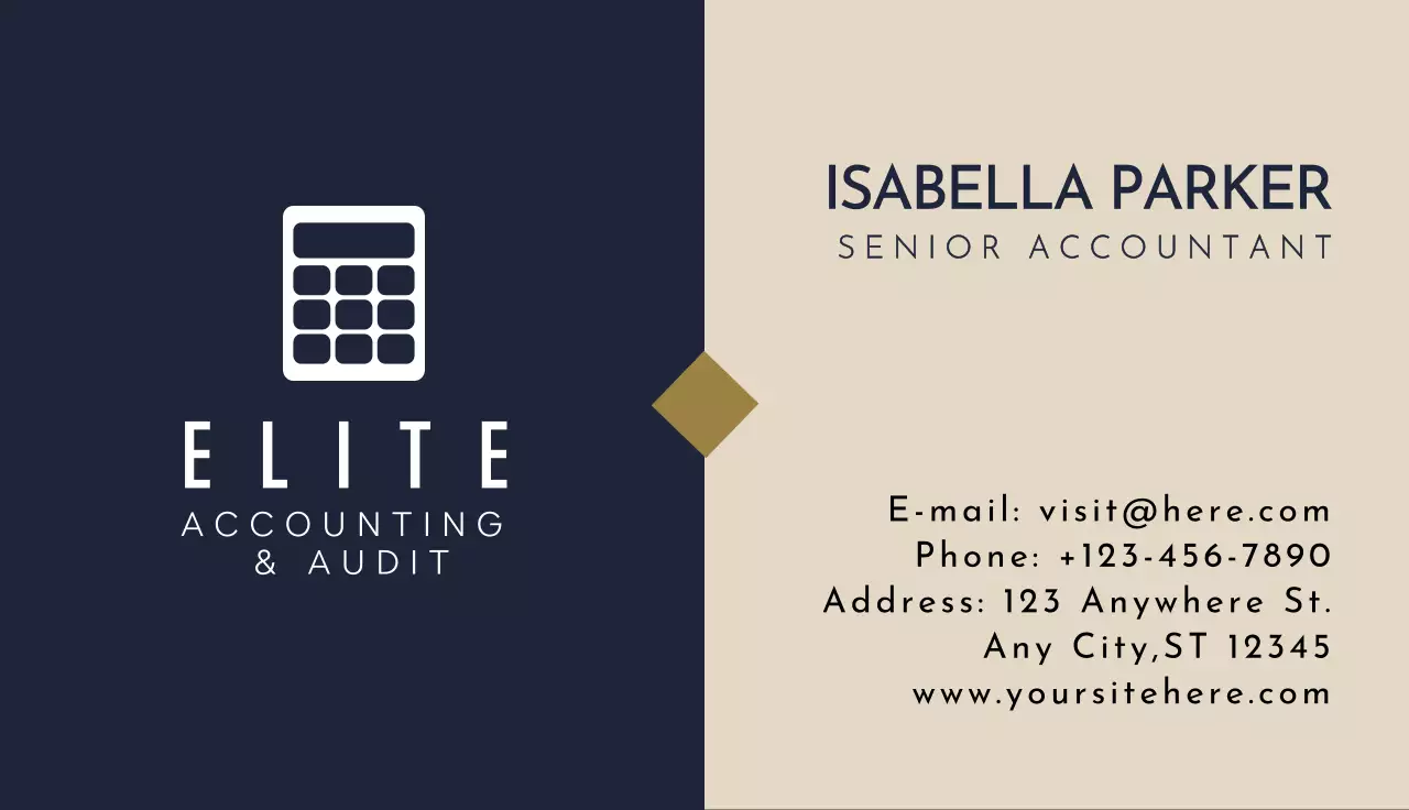 Navy Classic Accounting Business Card