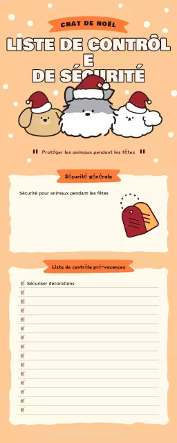 Liste de contrôle des animaux de compagnie mignons comme des oranges