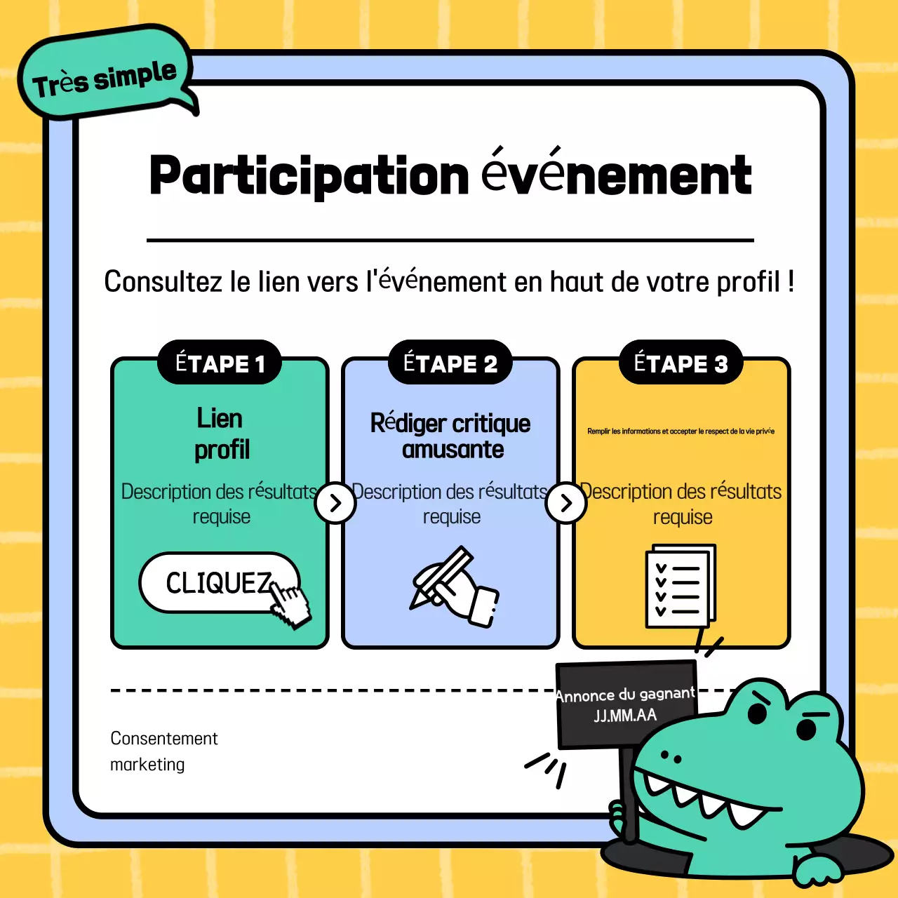 Promouvoir un événement de révision du centre commercial Yellow's Cute