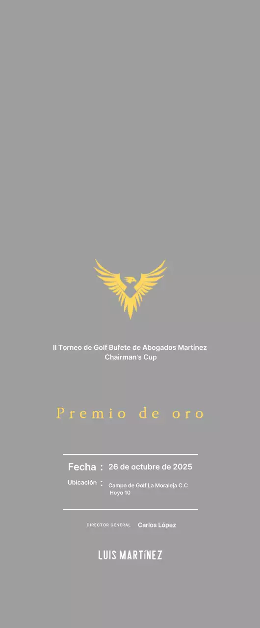 Bonita placa de torneo de golf con un águila