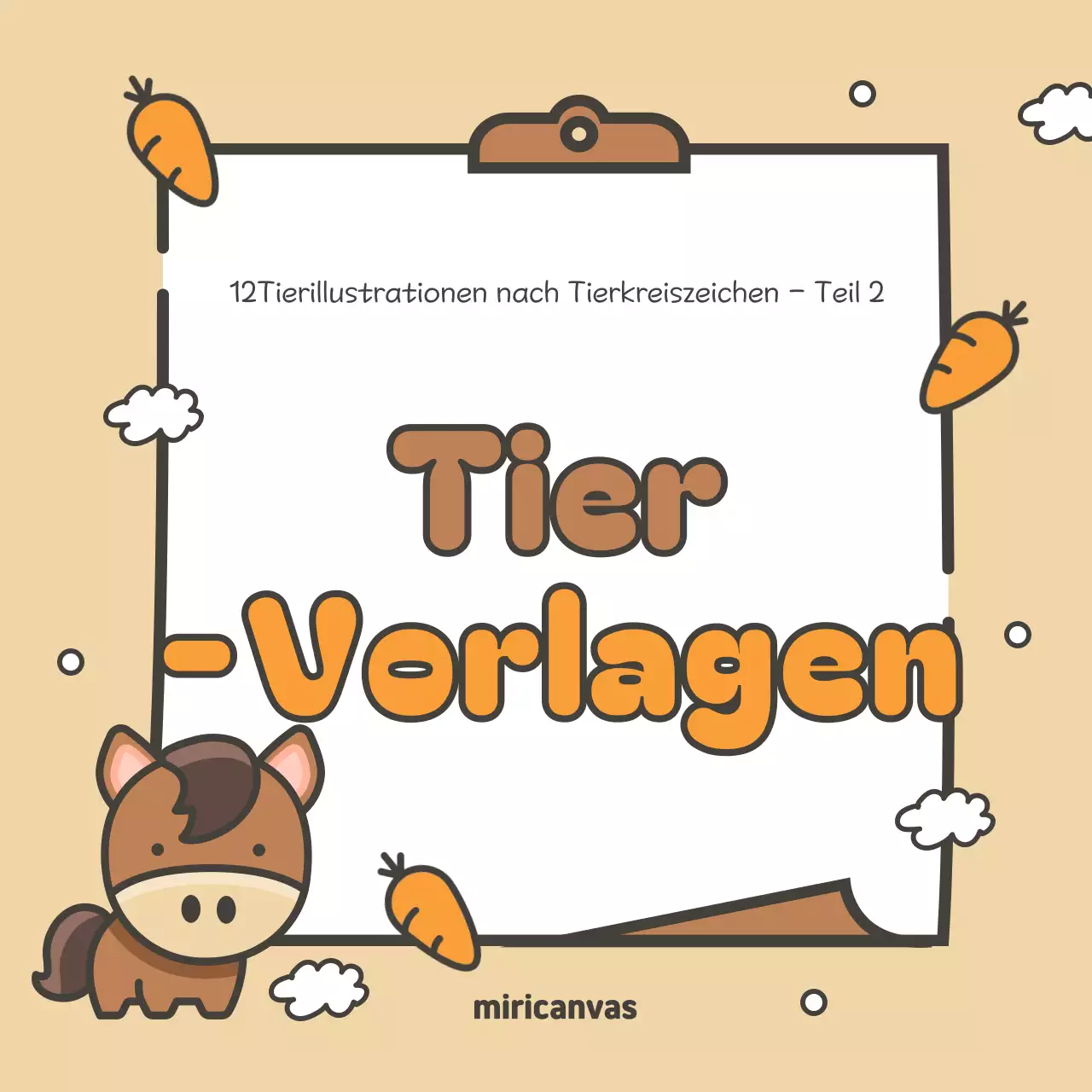 12 niedliche Tierkreiszeichen-Hüllen in Braun und Orange