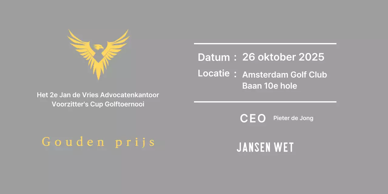 Nette golftoernooi plaquette met een adelaar