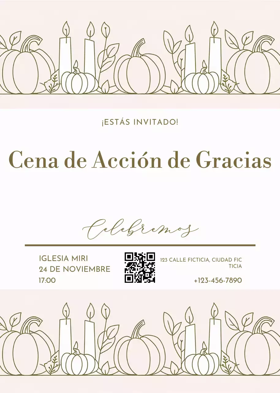 beige elegante invitación de acción de gracias