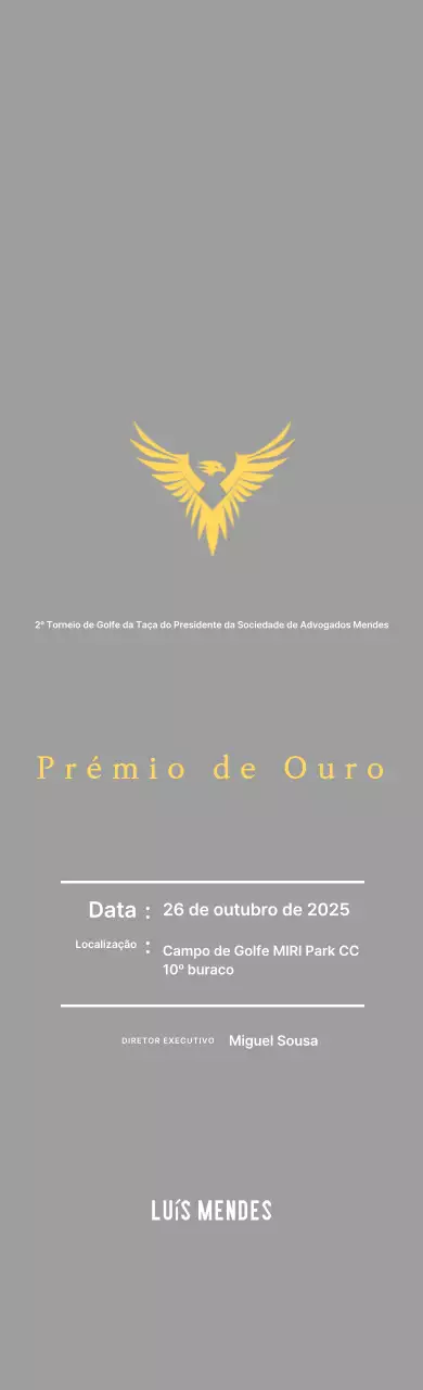 Placa de torneio de golfe elegante com uma águia