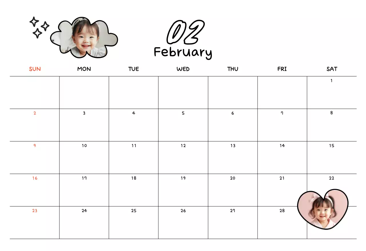 黄色いかわいいお正月カレンダー