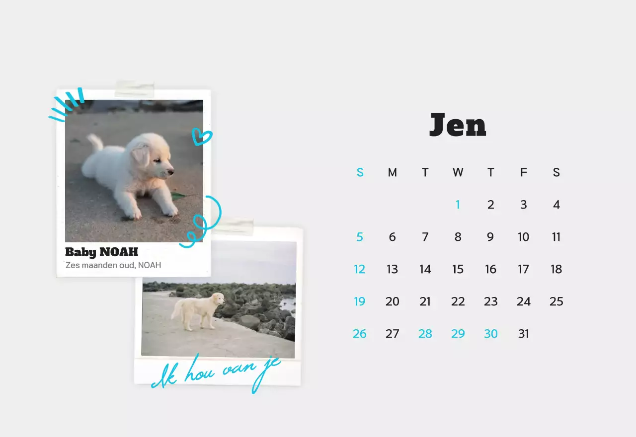Witte schone fotokalender voor huisdieren