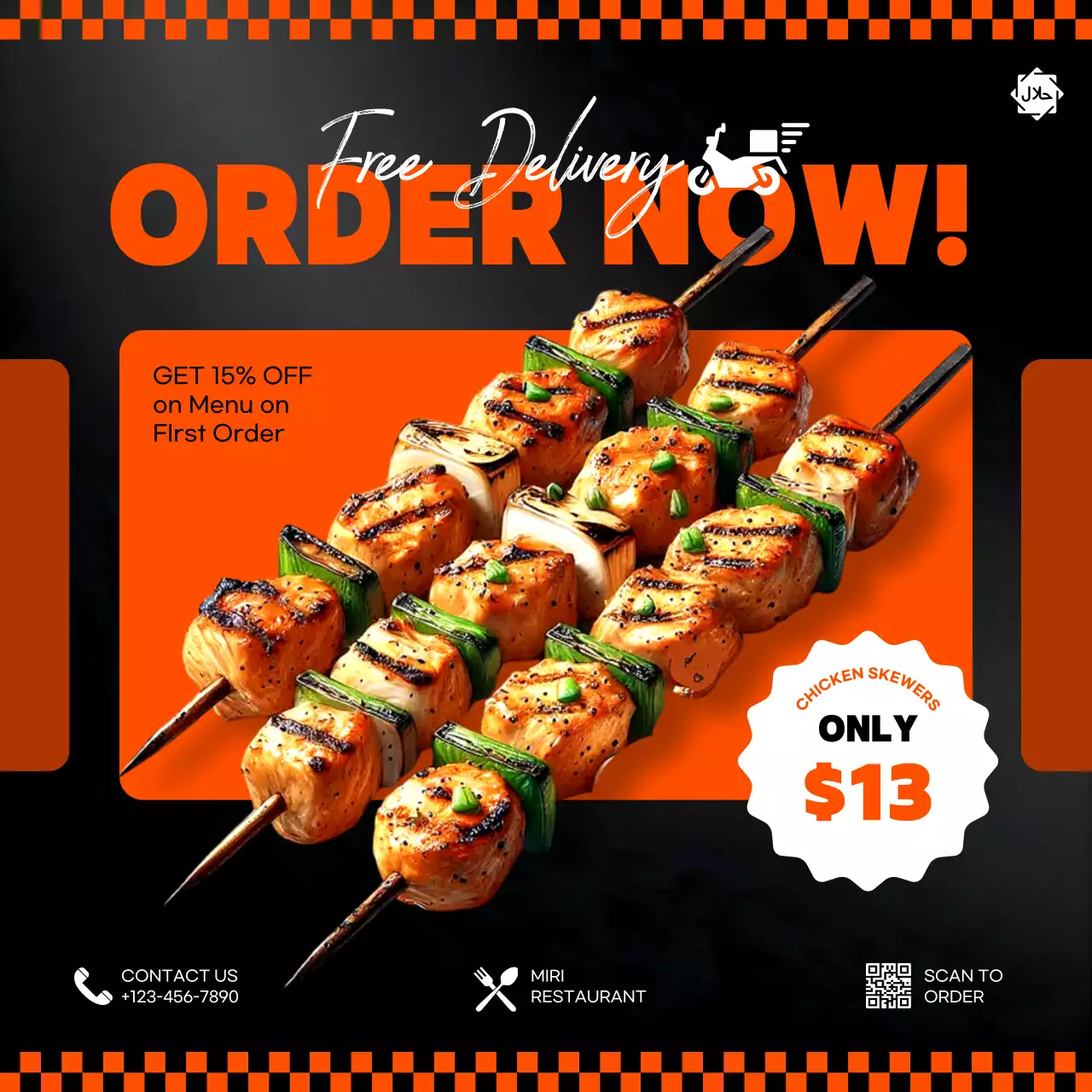 Orange Trendy Food Promotion Social Media Post